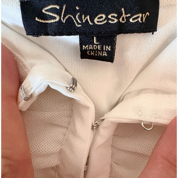 Shinestar White Ruched Tank Top Size L - Picture 3 of 7